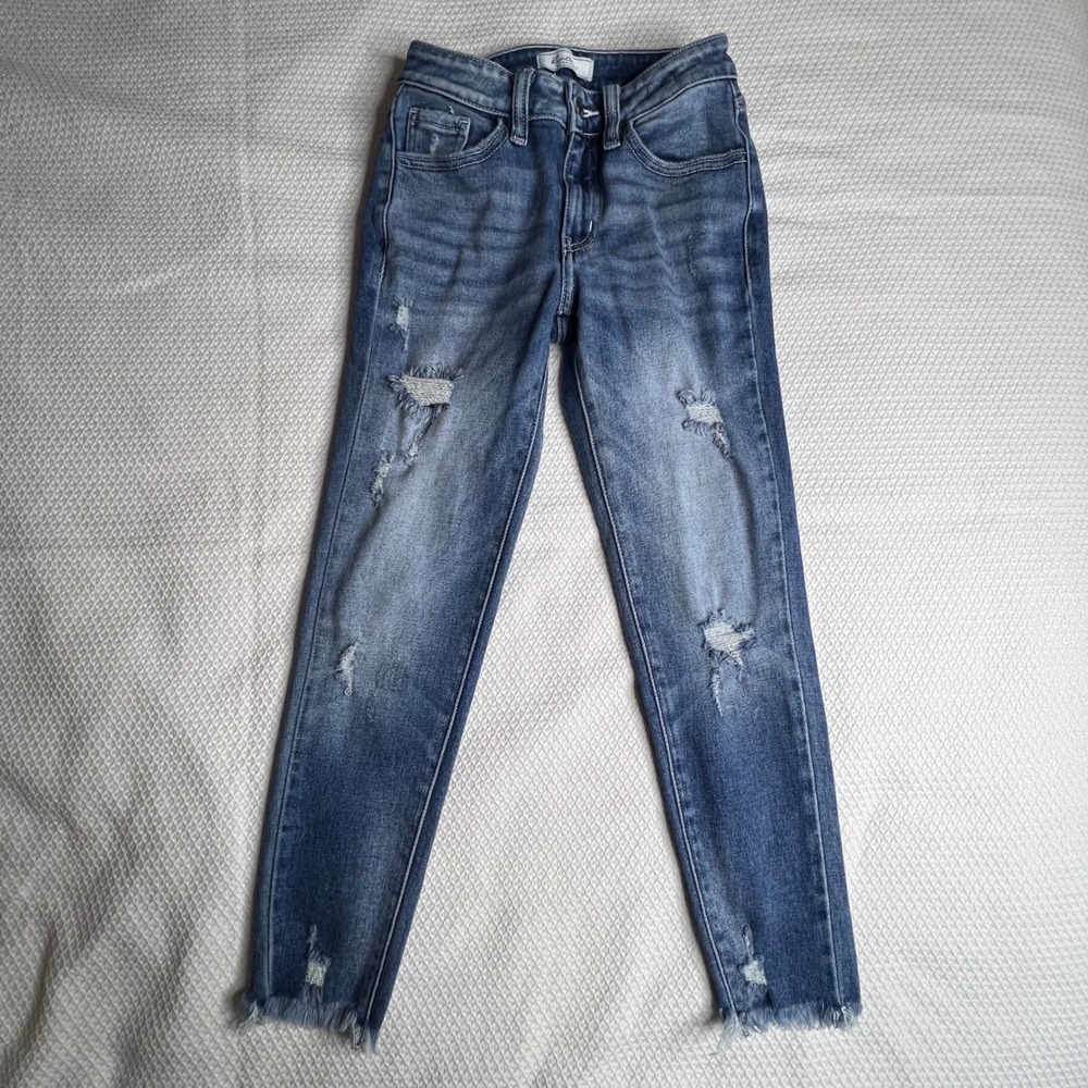 KanCan Signature Mid Rise‎ Ankle Skinny Jeans Distressed Frayed Hem Size 24/1